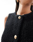 4th & Reckless boucle sleeveless vest with gold button detail in black