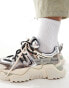 Steve Madden Kingdom-E chunky trainers in pewter and gold metallic