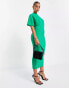 ASOS DESIGN angel sleeve keyhole front midi shift dress in pop green