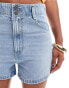 Levi's high waist mom contrast stitch denim shorts in light blue