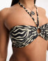 Object halter neck ring detail bikini top co-ord in zebra print