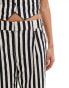 ASOS DESIGN wide leg dad trousers with linen in mono stripe co-ord