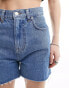 Tommy Jeans ultra high denim mom shorts in mid wash