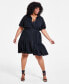 Trendy Plus Size Puff-Sleeve Tiered Mini Dress, Created for Macy's