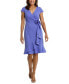 Women's Rosette Flounce Faux-Wrap Dress