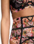 Ann Summers Wildflower contrast floral embroidered waspie suspender belt in black