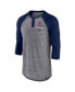 Men's Heathered Gray, Navy Minnesota Twins Iconic Above Heat Speckled Raglan Henley 3/4 Sleeve T-shirt