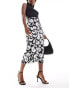 New Look satin midi skirt in black floral