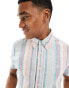 Ben Sherman short sleeve multicolour stripe shirt in blue