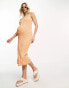 Mamalicious Maternity one shoulder jersey midi dress in textured orange