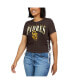 Women's Brown San Diego Padres Side Lace-Up Cropped T-shirt