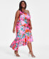 Plus Size Printed Asymmetric-Neck One-Shoulder Dress