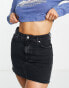 Topshop high waist denim skirt in washed black