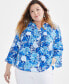 Plus Size Printed Pintuck Blouse, Created for Macy's