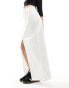 River Island split front maxi skirt in white