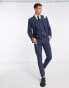 ASOS DESIGN wedding skinny wool mix suit jacket in navy herringbone