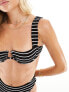 Free Society crinkle stripe underwire bikini top in black