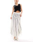 4th & Reckless knitted fringe hem maxi skirt in cream stripe