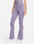 Nike ribbed mid rise flared trouser in purple