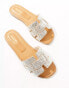 ALDO Elanaa padded flat sandals in bone embellished