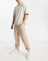 ASOS DESIGN oversized joggers in beige brushed rib texture