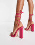 Public Desire Amira tie up block heel sandals in hot pink