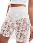 Mango crochet skirt with undershorts in white