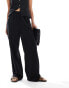 ASOS DESIGN linen look wide leg trouser in black co ord