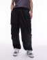 Topman wide cargo trousers in black