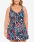 Swim Solutions Women's Plus Knot-Front Tummy-Control Swimdress Multi Size 20W