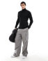 Brave Soul cotton ribbed roll neck jumper in black