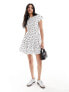 ASOS DESIGN scoop back skater hem mini dress with in mono spot