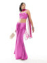 Kanya corset top co-ord with attachable mesh drape in fuchsia