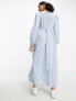 ASOS DESIGN gathered tiered maxi dress in blue picnic check