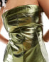 Amy Lynn Lupe bardot top in khaki chrome co-ord