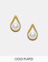 Kingsley Ryan pearl teardrop stud earrings in gold plated