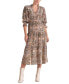 Women's Paisley-Print Chiffon 3/4-Sleeve Midi Dress