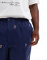 Polo Ralph Lauren Big &Tall Prepsters all over retro sports logo twill chino shorts classic fit in navy