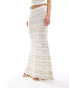 ASOS DESIGN knitted maxi skirt in stripe stitch in cream co-ord