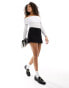 4th & Reckless ruched fold detail bardot long sleeve top in white