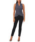 Women's Sleeveless Crossover-Front Glitter Top