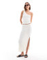 ASOS DESIGN knitted rib one shoulder in white