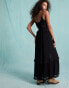 Miss Selfridge beach lace insert tie front beach cover up maxi cami in black