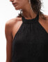 Topshop jersey textured mesh halter maxi dress in black