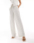 Stradivarius linen look pull on trouser in natural stripe