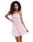 Reclaimed Vintage strapless mini dress with bubble hem in pink stripe