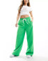 ASOS DESIGN pull on trouser with contrast panel in bright green