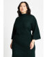 Plus Size Funnel Neck Wide Sleeve Midi Dress