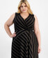 Plus Size Striped Faux-Wrap Midi Dress