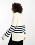 ASOS DESIGN boxy fit collar jumper with step hem and side splits in stripe